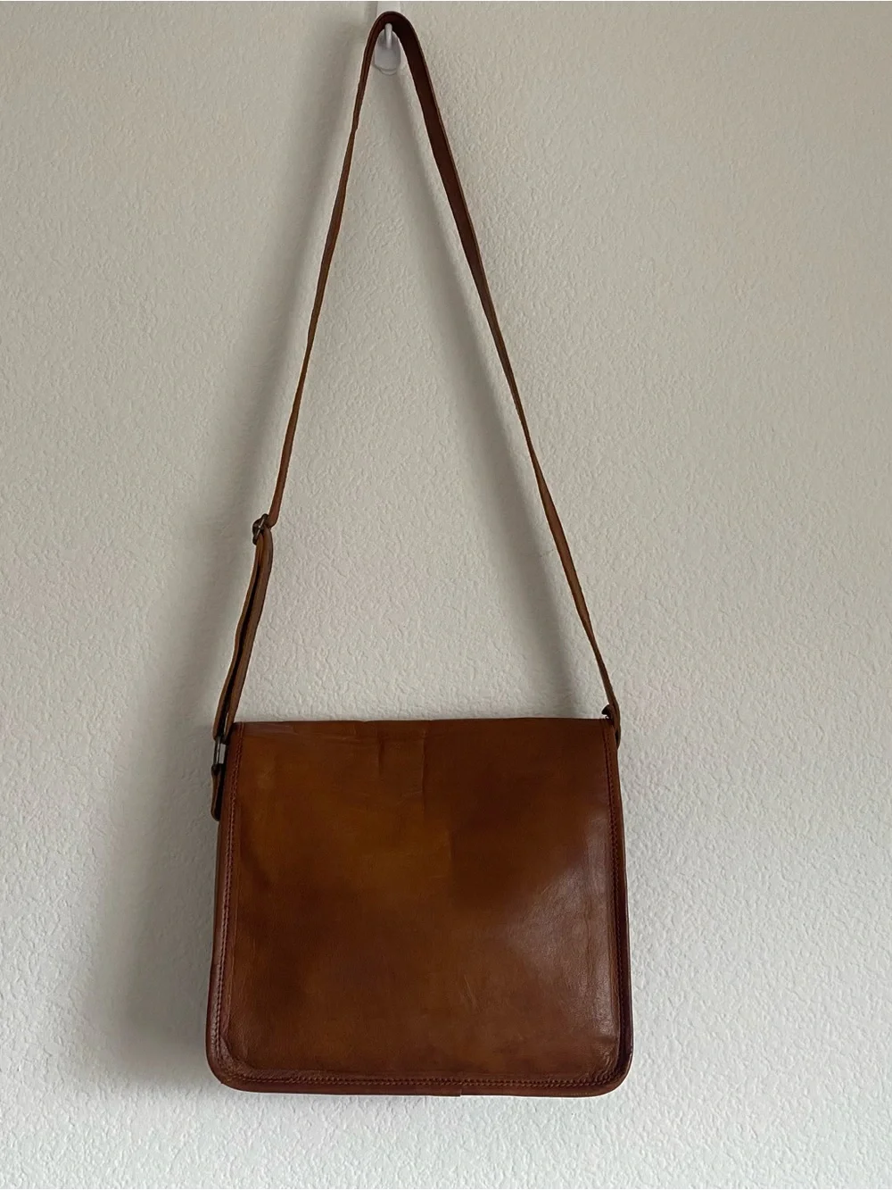 Tan crossbody messenger bag